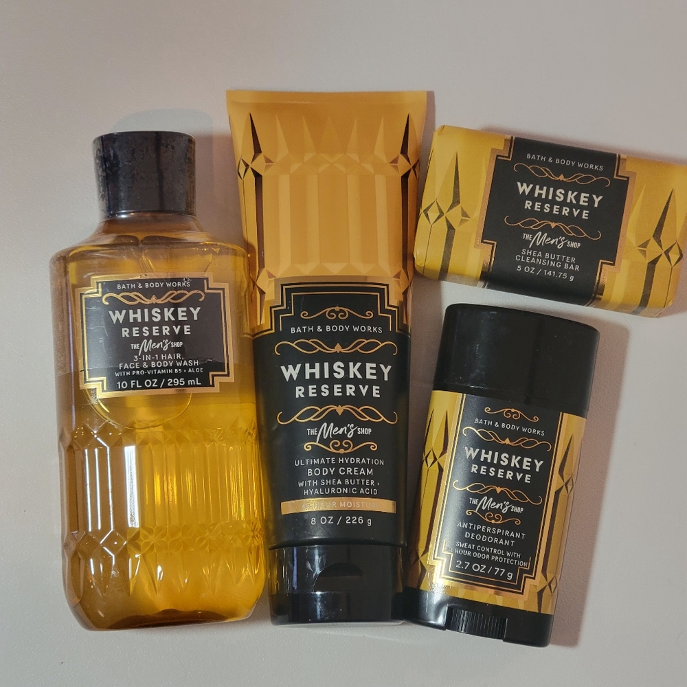 Men's Whiskey Reserve Set Bath & Body Works Body Wash, Body Cream, Deodorant